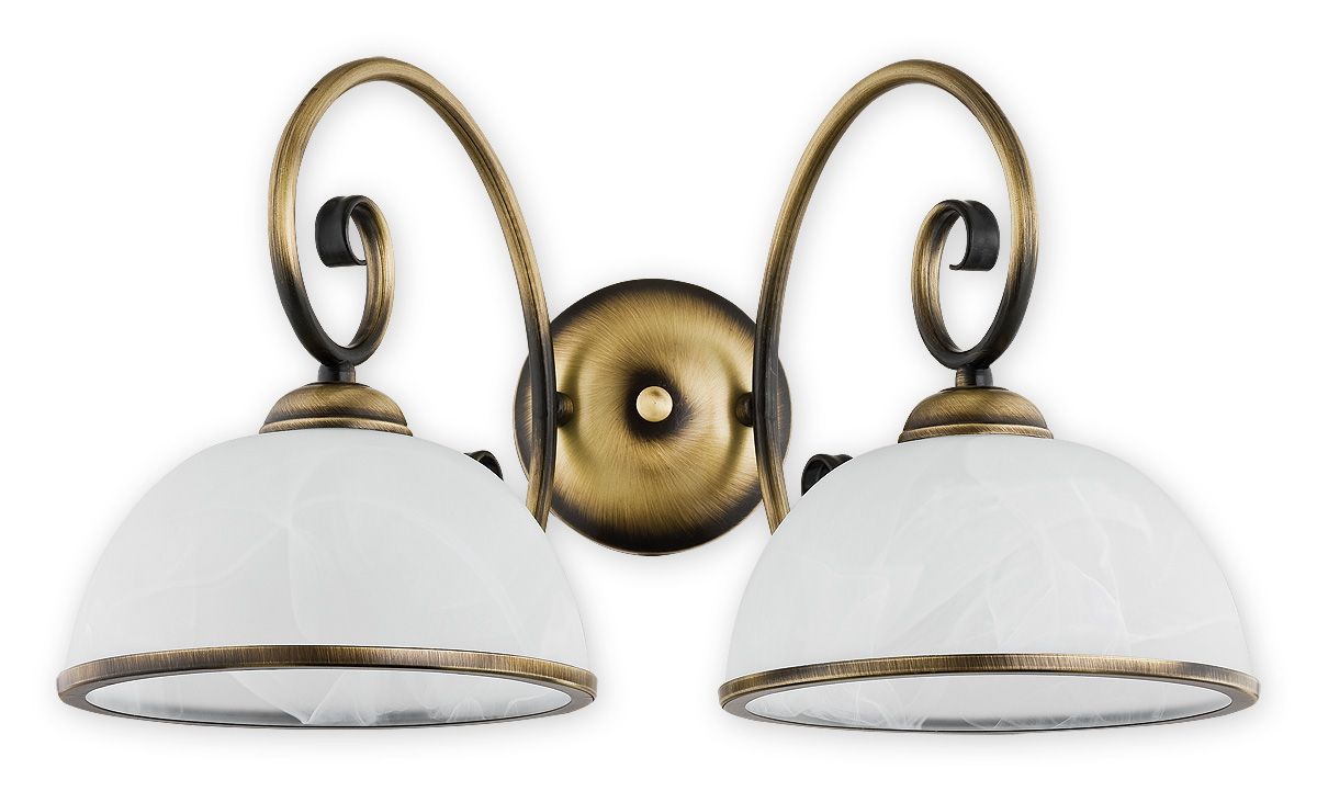 INDRA PAT Wandleuchte 2-flammig, Korpus: Patina, Lampenschirm: Alabaster
