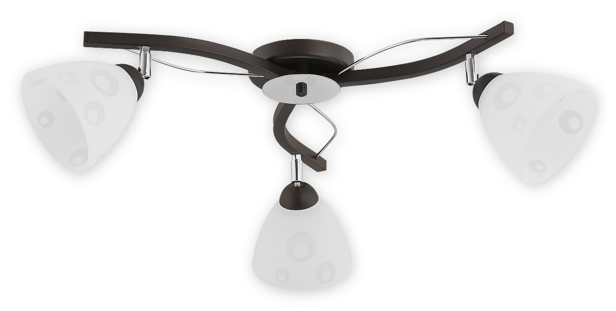 OSLO PLUS RW Deckenleuchte 3-flammig, Korpus: Rost Wengé, Lampenschirm: Weiß