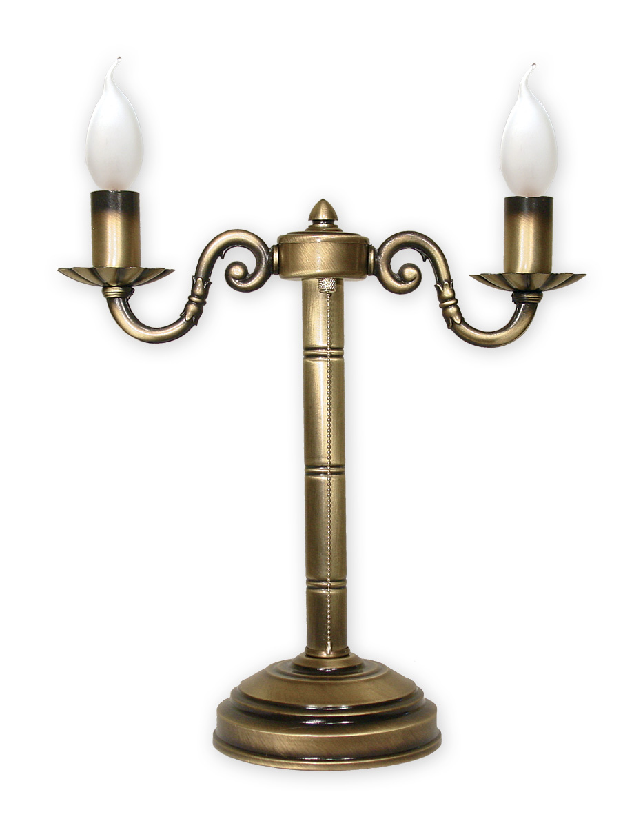 PRIMA PAT Schreibtisch- und Tischleuchte 2-flammig, Korpus: Patina, kein Lampenschirm.