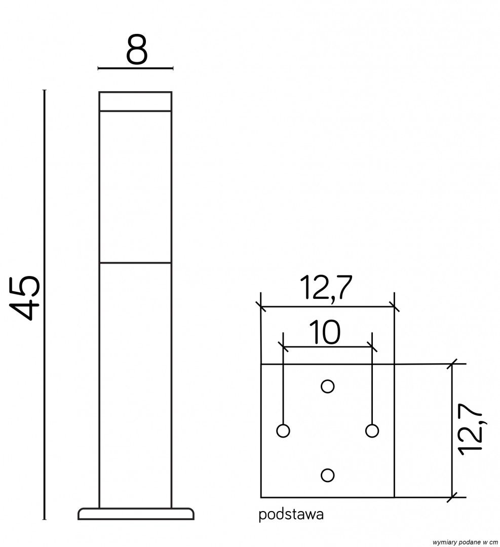 INOX SS802-450 BL  Sockelleuchte außen, Korpus: Schwarz
