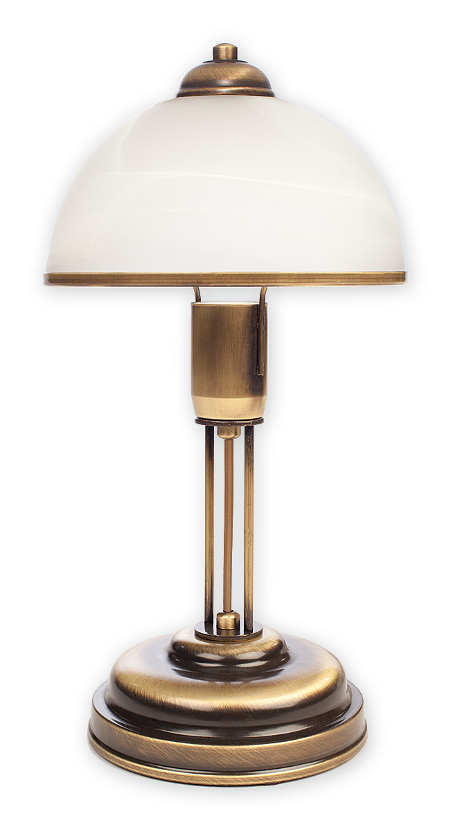 SATO PAT Schreibtisch- und Tischleuchte 1-flammig, Korpus: Patina, Lampenschirm: Alabaster