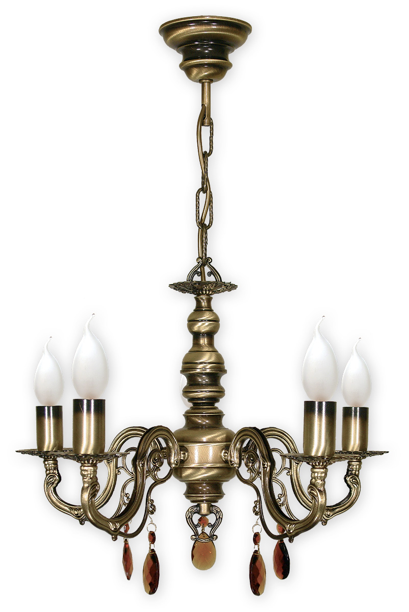 ANTARES PAT Pendelleuchte 5-flammig, Korpus: Patina, kein Lampenschirm.