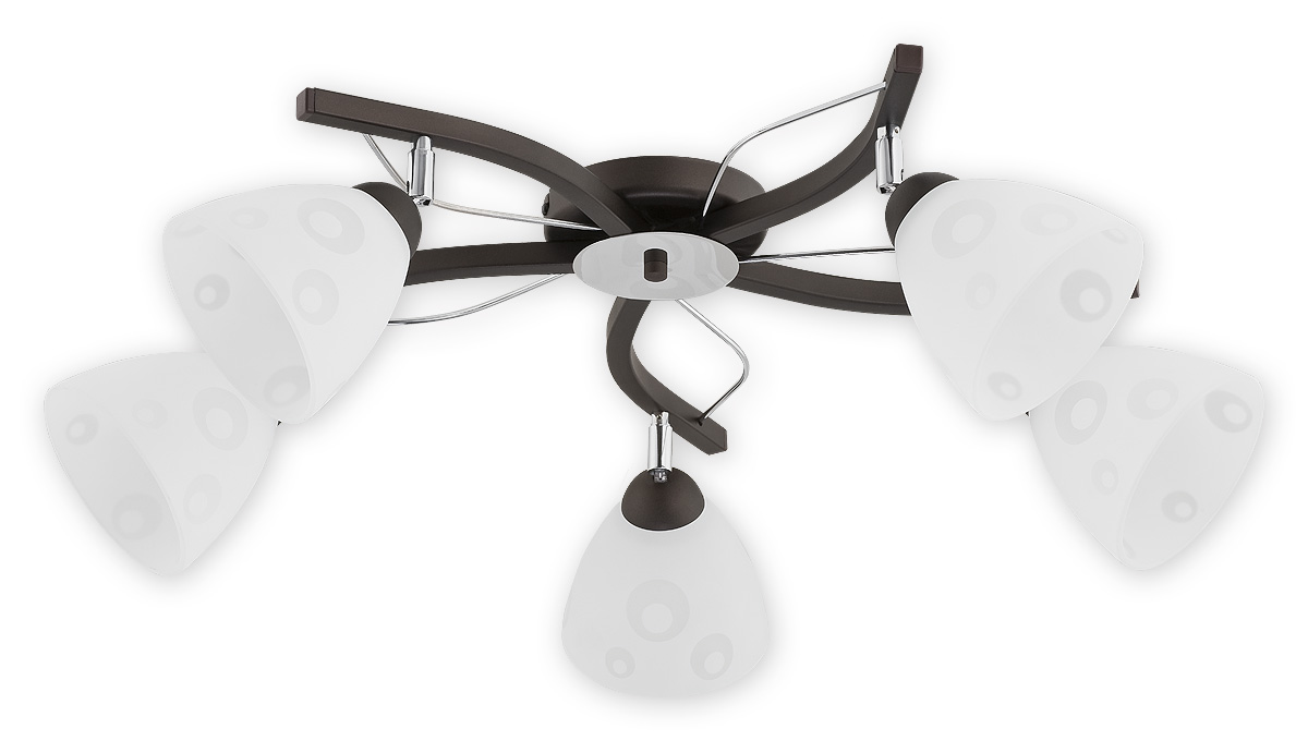 OSLO PLUS RW Deckenleuchte 5-flammig, Korpus: Rost Wengé, Lampenschirm: Weiß