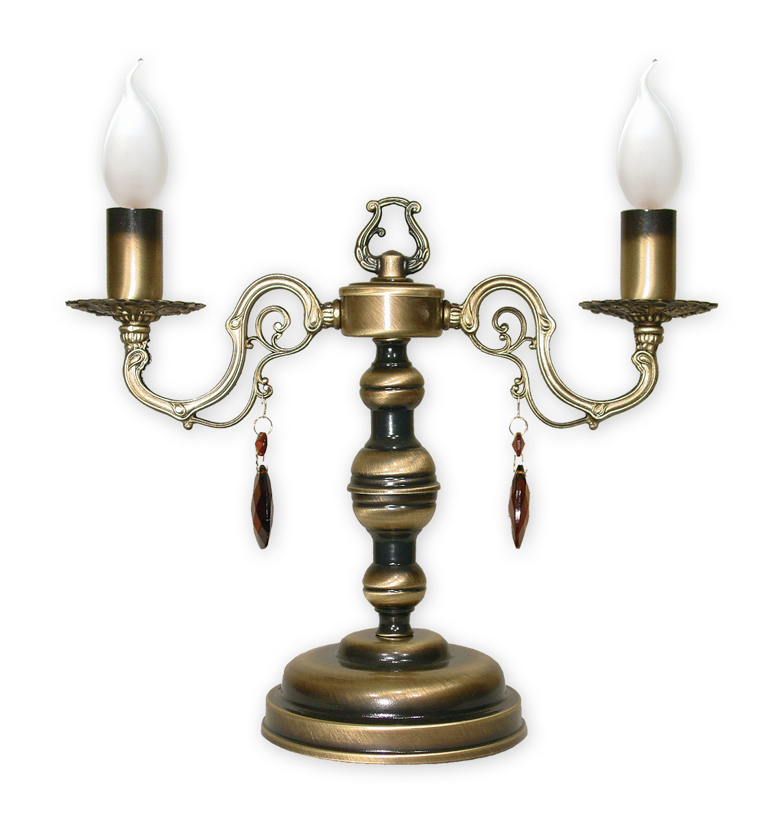 ANTARES PAT Schreibtisch- und Tischleuchte 2-flammig, Korpus: Patina, kein Lampenschirm.