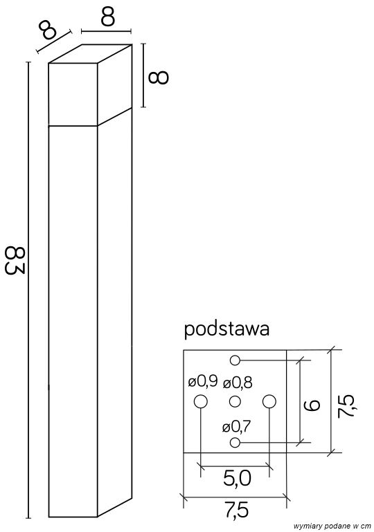 CUBE CB-830 DG Sockelleuchte außen, Korpus: Dunkelgrau