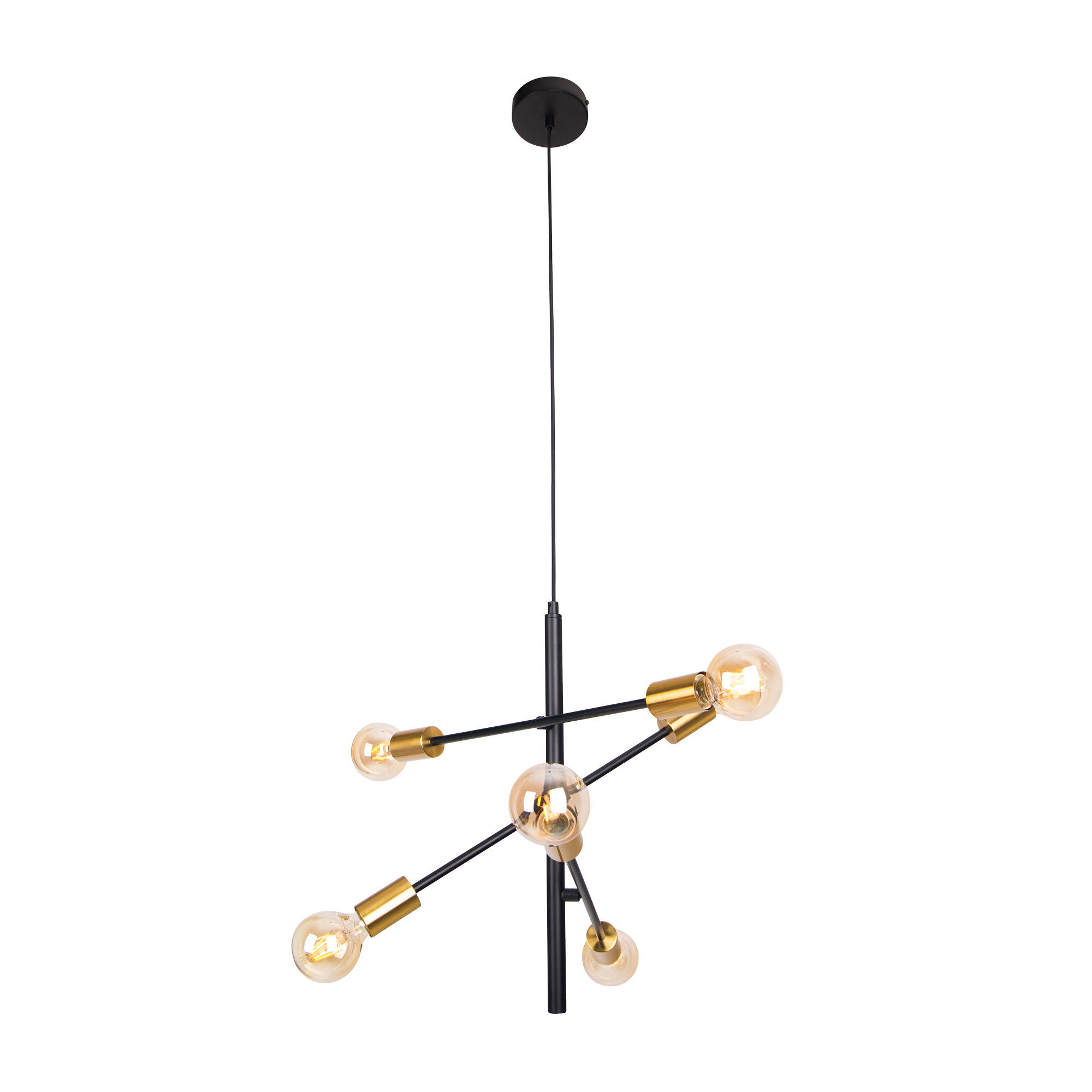 TODI P0397 Pendelleuchte 6-flammig, Ø 12 cm, Korpus: Schwarz + Gold