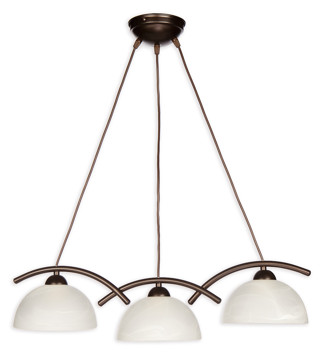 LOKO RW Pendelleuchte 3-flammig, Korpus: Rost Wengé, Lampenschirm: Alabaster