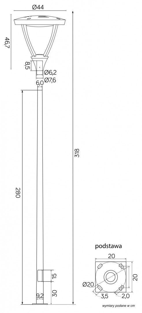 MARS MLS-LB-22A Mastleuchte, Korpus: Dunkelgrau