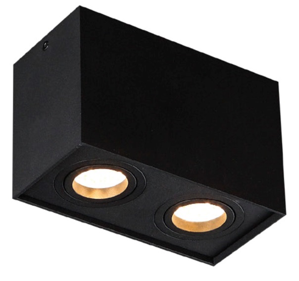 BASIC SQUARE C0089 Spot 2-flammig, Korpus: Schwarz