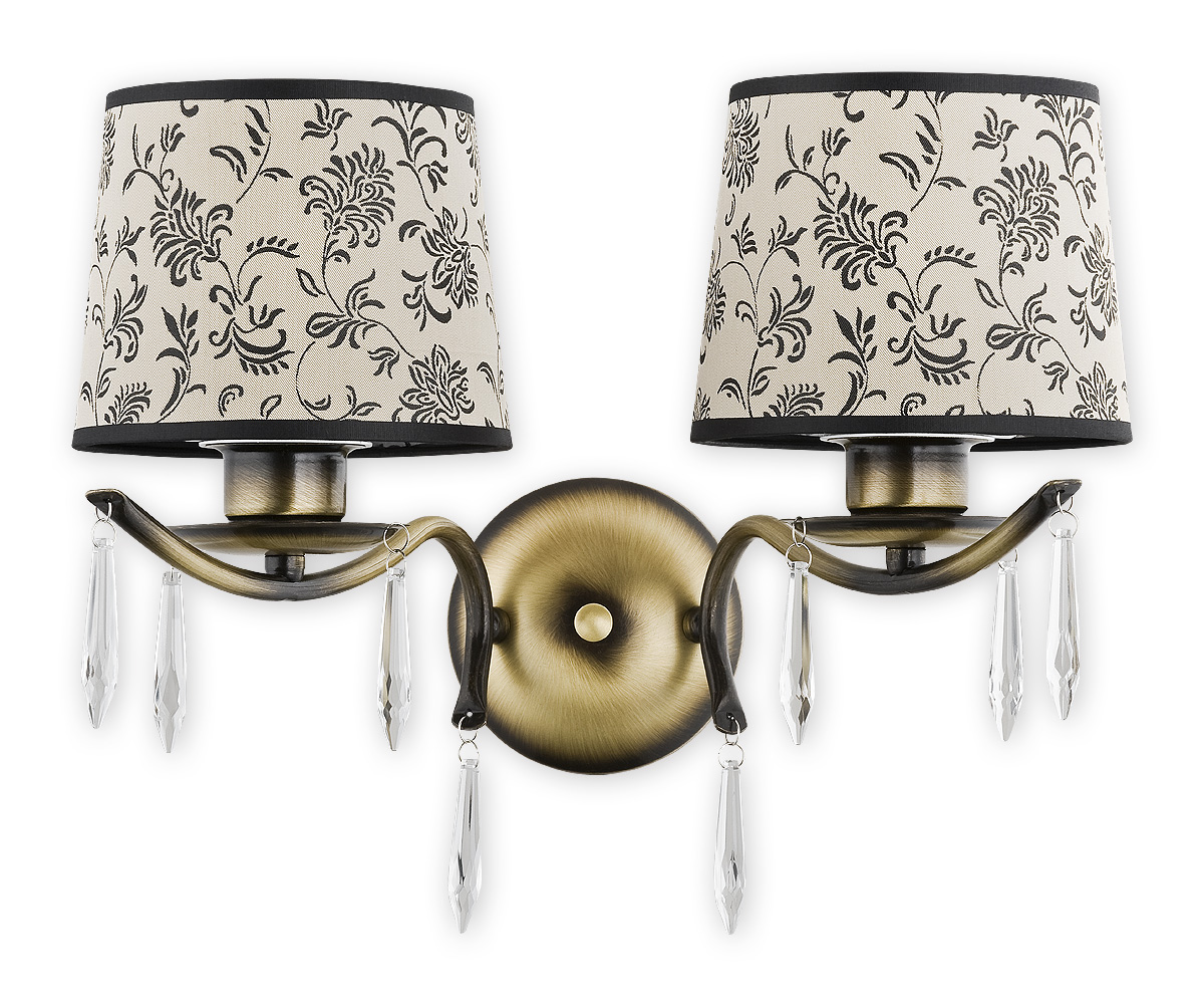 AGILA PAT Wandleuchte 2-flammig, Korpus: Patina, Lampenschirm: Beige