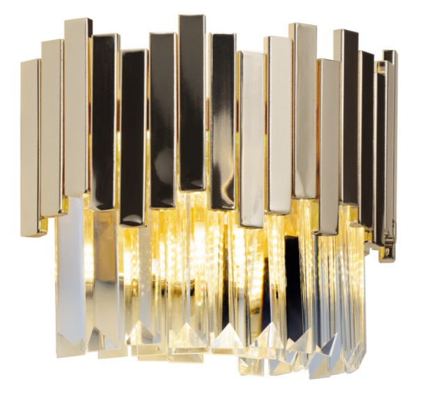 TREND W0251 Wandleuchte 3-flammig, Korpus: Gold, Lampenschirm: Glas