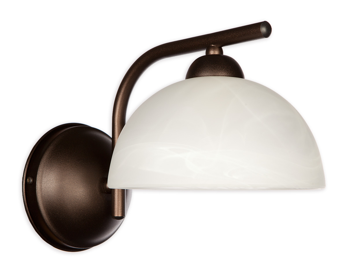 LOKO RW Wandleuchte 1-flammig, Korpus: Rost Wengé, Lampenschirm: Alabaster