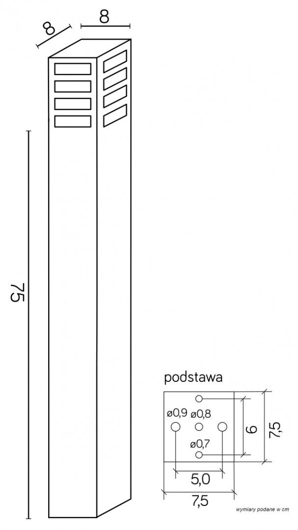 RADO III 1 DG Sockelleuchte außen, Korpus: Dunkelgrau