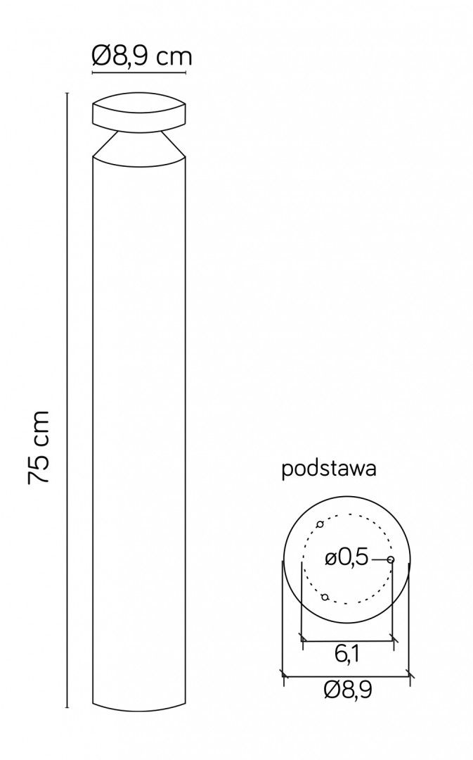 DELTA DL-750 Wegebeleuchtung, Korpus: Dunkelgrau