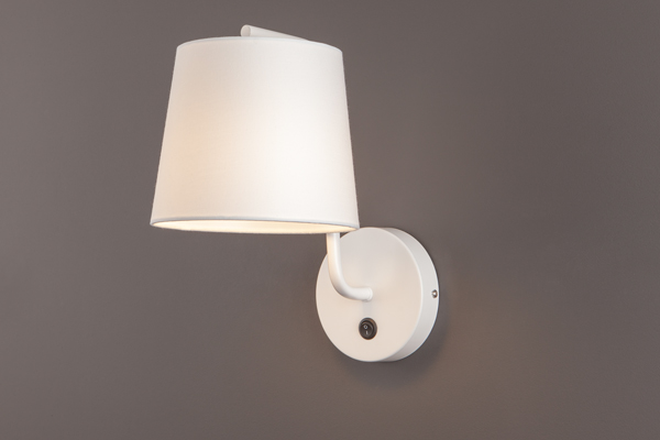 CHICAGO W0193 Wandleuchte 1-flammig, Korpus: Weiß, Lampenschirm: Textil